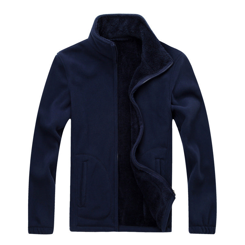 Men's Warm Fleece Cardigan Jacket Formal Coat With Fur Lining
