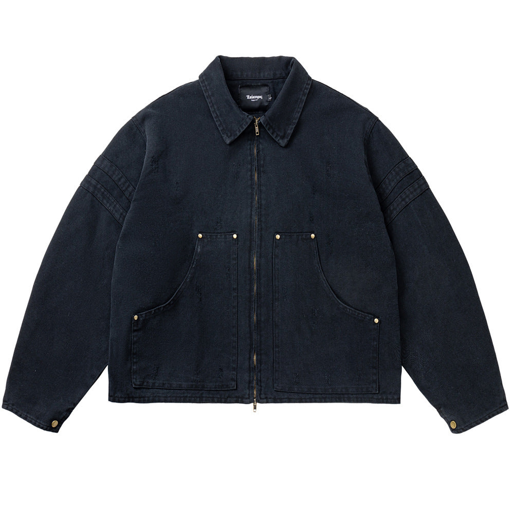Men's Barnwind Heavy Canvas Washed Distressed Cleanfit Workwear Jacket