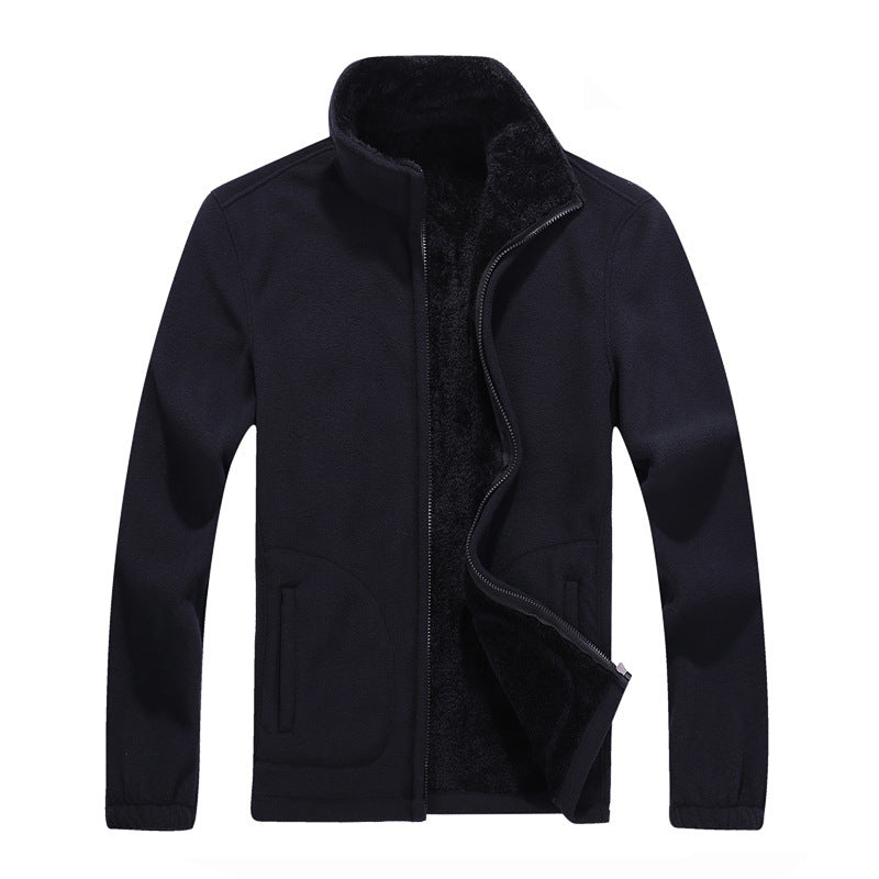 Men's Warm Fleece Cardigan Jacket Formal Coat With Fur Lining