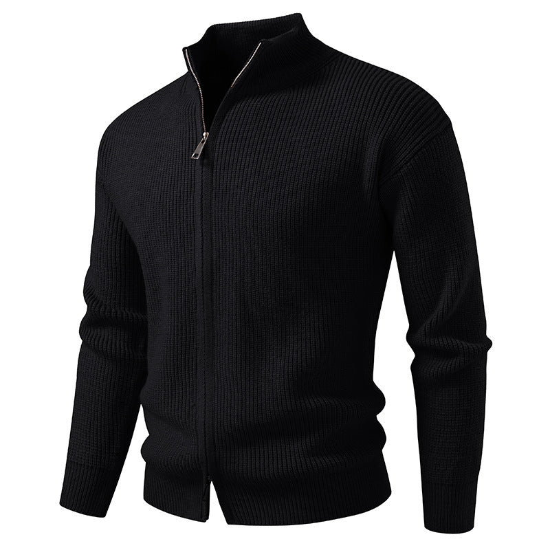 Men's Slim Fit Cotton Cardigan Sweater with Front Zipper Closure