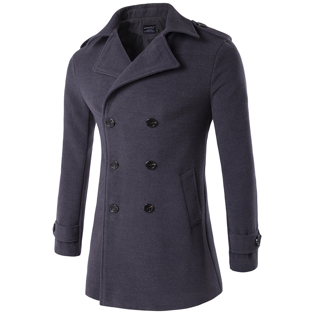 Men's Double Breasted Trench Coat Elegant Winter Classic Fashion