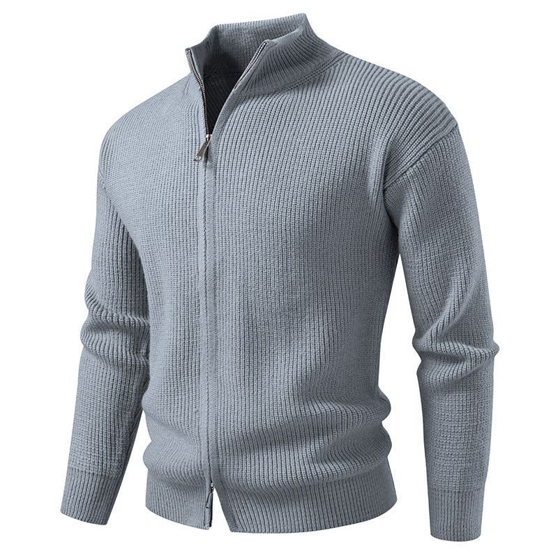Men's Slim Fit Cotton Cardigan Sweater with Front Zipper Closure