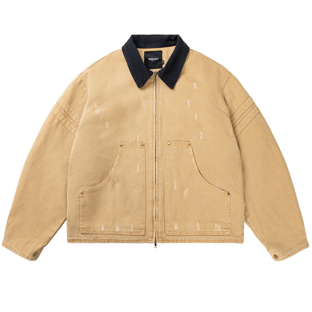 Men's Barnwind Heavy Canvas Washed Distressed Cleanfit Workwear Jacket