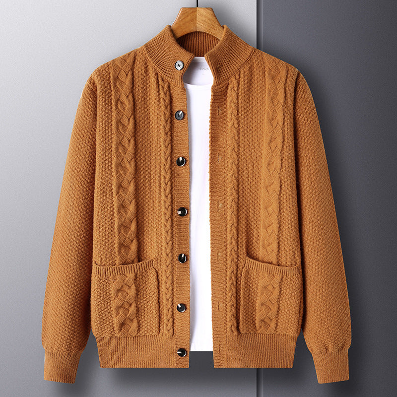 Men's Retro Jacquard Knit Cardigan for Warmth and Everyday Style