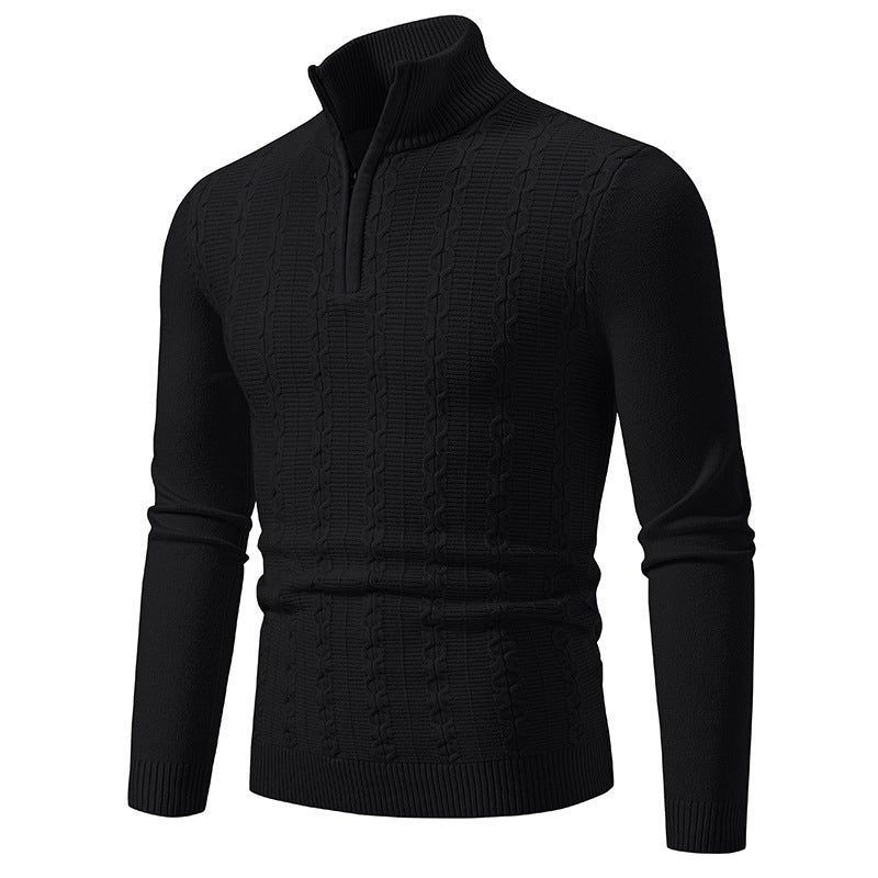 Men's Slim Fit Knitwear Sweater with High Neck Casual Style