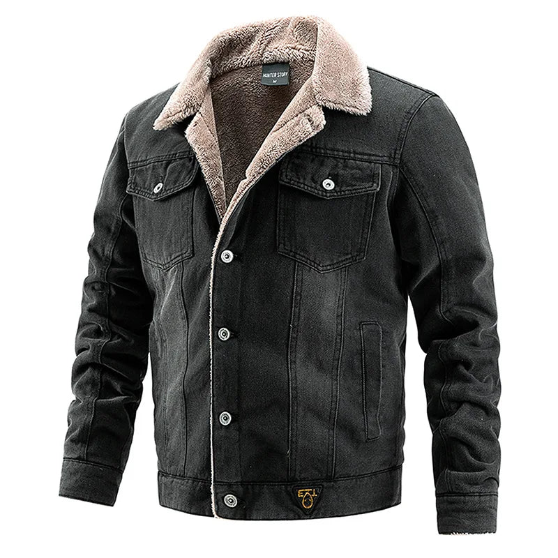 Men's Vintage Fleece Denim Warm Casual Streetwear Winter Jacket