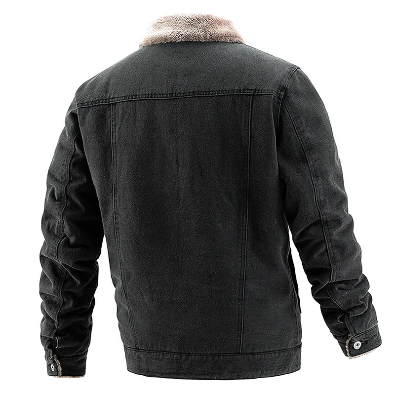 Men's Vintage Fleece Denim Warm Casual Streetwear Winter Jacket