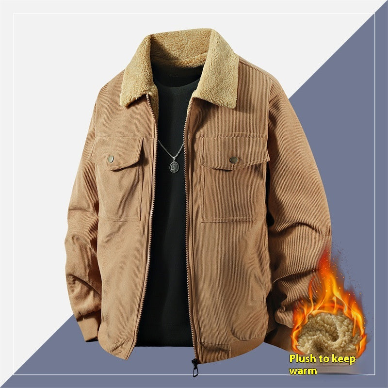 Men's Corduroy Fleece Coat for Warmth Comfort and Casual Style