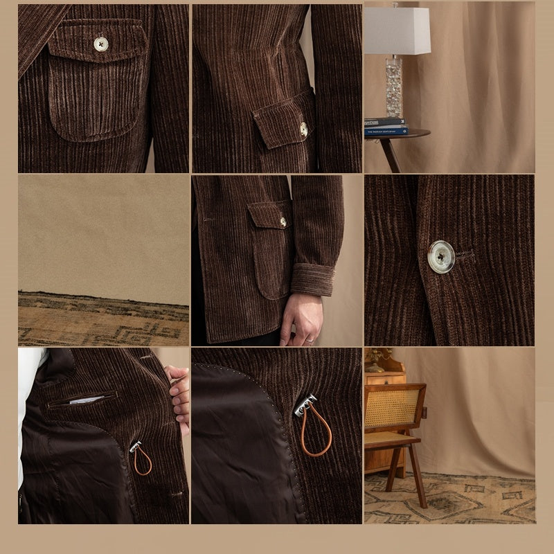 Men's Warm Winter Chenille Corduroy Jacket Elegant Blazer Coat